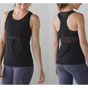 Lululemon‎ Fast as Light 2-in-1 Mesh Tank Bra Combo Black Size 4 Activewear